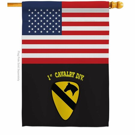 GUARDERIA 28 x 40 in. US Black 1st Cavalry House Flag w/Armed Forces Army Double-Sided Vertical Flags  Banner GU3877304